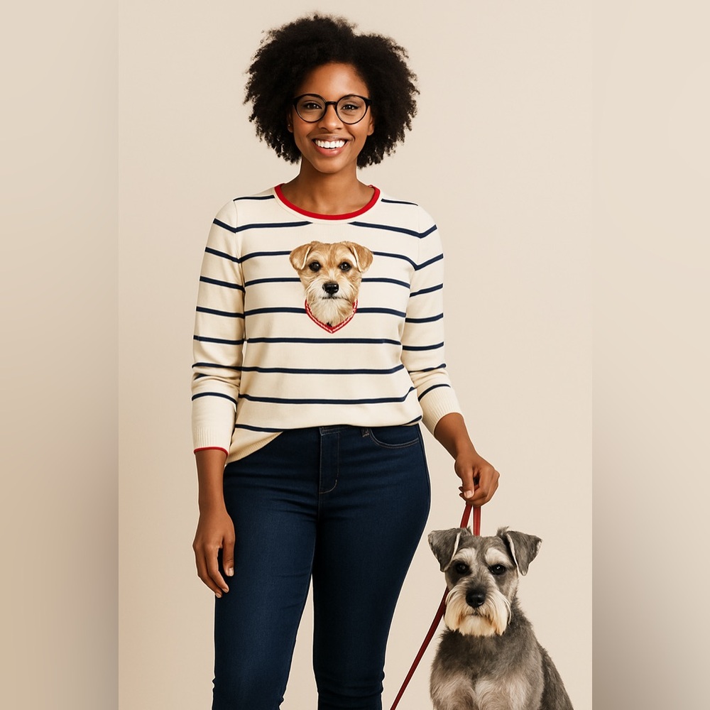 Size XS Lands’ End cute dog with glasses sweater